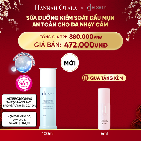  DEAL 14: [MỚI] SỮA DƯỠNG ẨM KIỀM DẦU NGỪA MỤN CHO DA NHẠY CẢM DPROGRAM BALANCING ACNE CARE EMULSION 100ML 