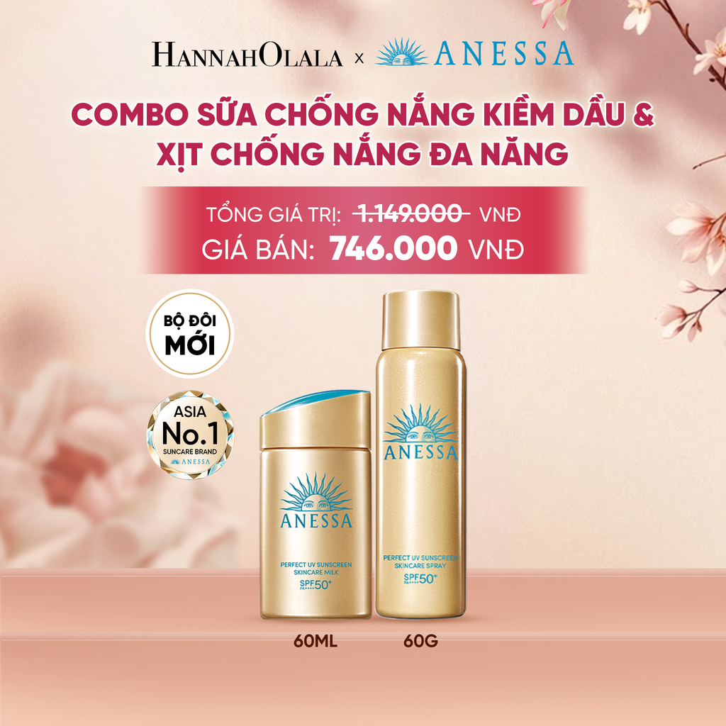  COMBO SỮA CHỐNG NẮNG KIỀM DẦU & XỊT CHỐNG NẮNG TOÀN THÂN ĐA NĂNG TIỆN DỤNG ANESSA GOLD MILK 60ML + GOLD SPRAY 60G - DEAL 14 - A1644 