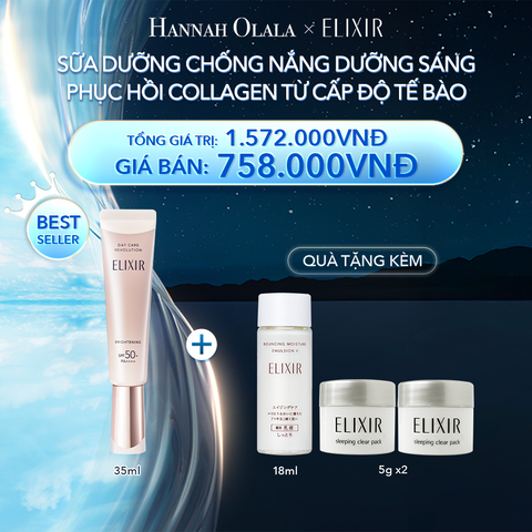  A46_DEAL 14 BACK-UP: SỮA CHỐNG NẮNG DƯỠNG SÁNG PHỤC HỒI COLLAGEN TỪ CẤP ĐỘ TẾ BÀO ELIXIR DAY CARE REVOLUTION SPF50+ 35ML 