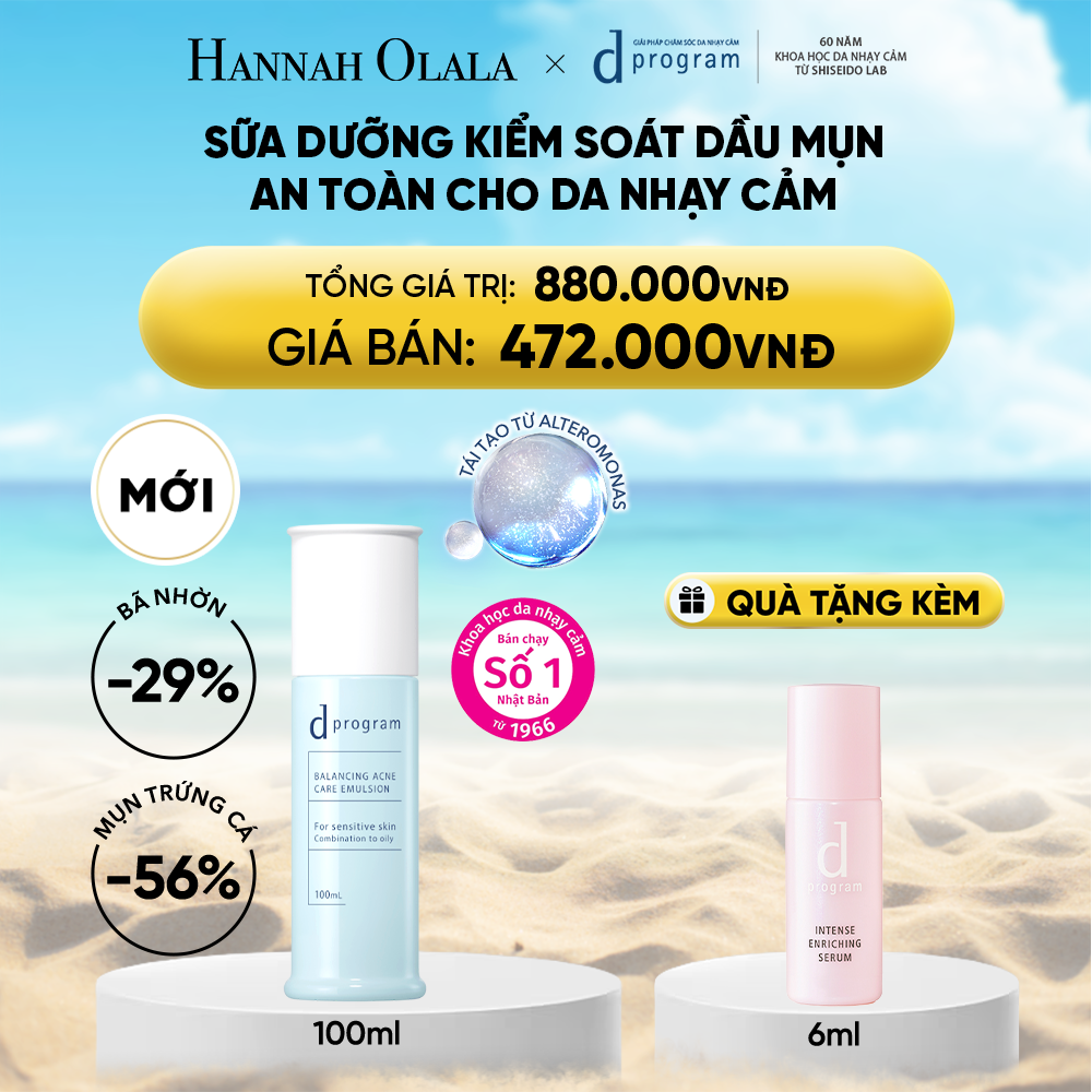  DEAL 14: [MỚI] SỮA DƯỠNG ẨM KIỀM DẦU NGỪA MỤN CHO DA NHẠY CẢM DPROGRAM BALANCING ACNE CARE EMULSION 100ML 