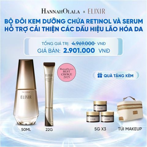  COMBO SERUM KÍCH HOẠT TRẺ HÓA LÀN DA EIS THE SERUM AA 50ML & KEM DƯỠNG DA CẢI THIỆN 11 LOẠI NẾP NHĂN SÂU ELIXIR RETINOL POWER WRINKLE SMOOTHING CREAM 22G ( PHIÊN BẢN CẢI TIẾN MỚI) - DEAL 14 - C68 