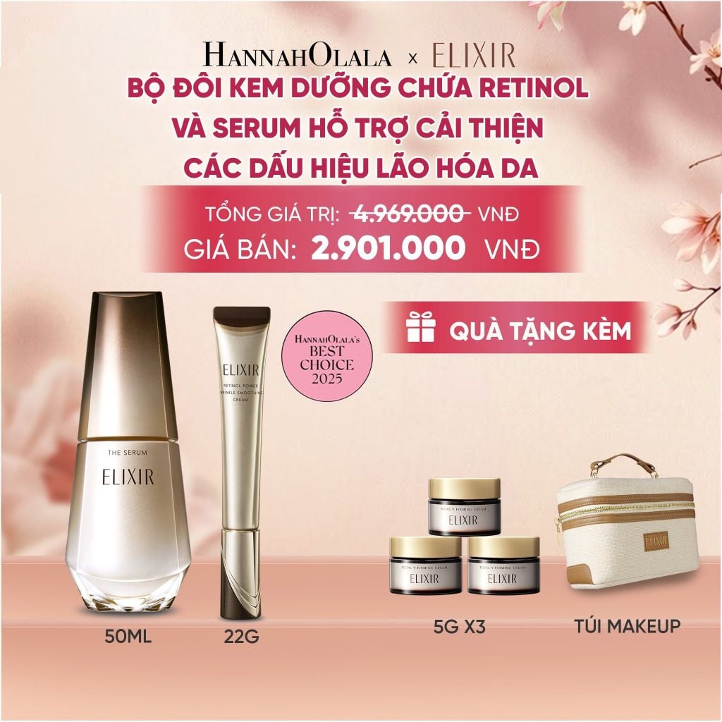  COMBO SERUM KÍCH HOẠT TRẺ HÓA LÀN DA EIS THE SERUM AA 50ML & KEM DƯỠNG DA CẢI THIỆN 11 LOẠI NẾP NHĂN SÂU ELIXIR RETINOL POWER WRINKLE SMOOTHING CREAM 22G (PHIÊN BẢN CẢI TIẾN MỚI) - DEAL 14 - A2231 