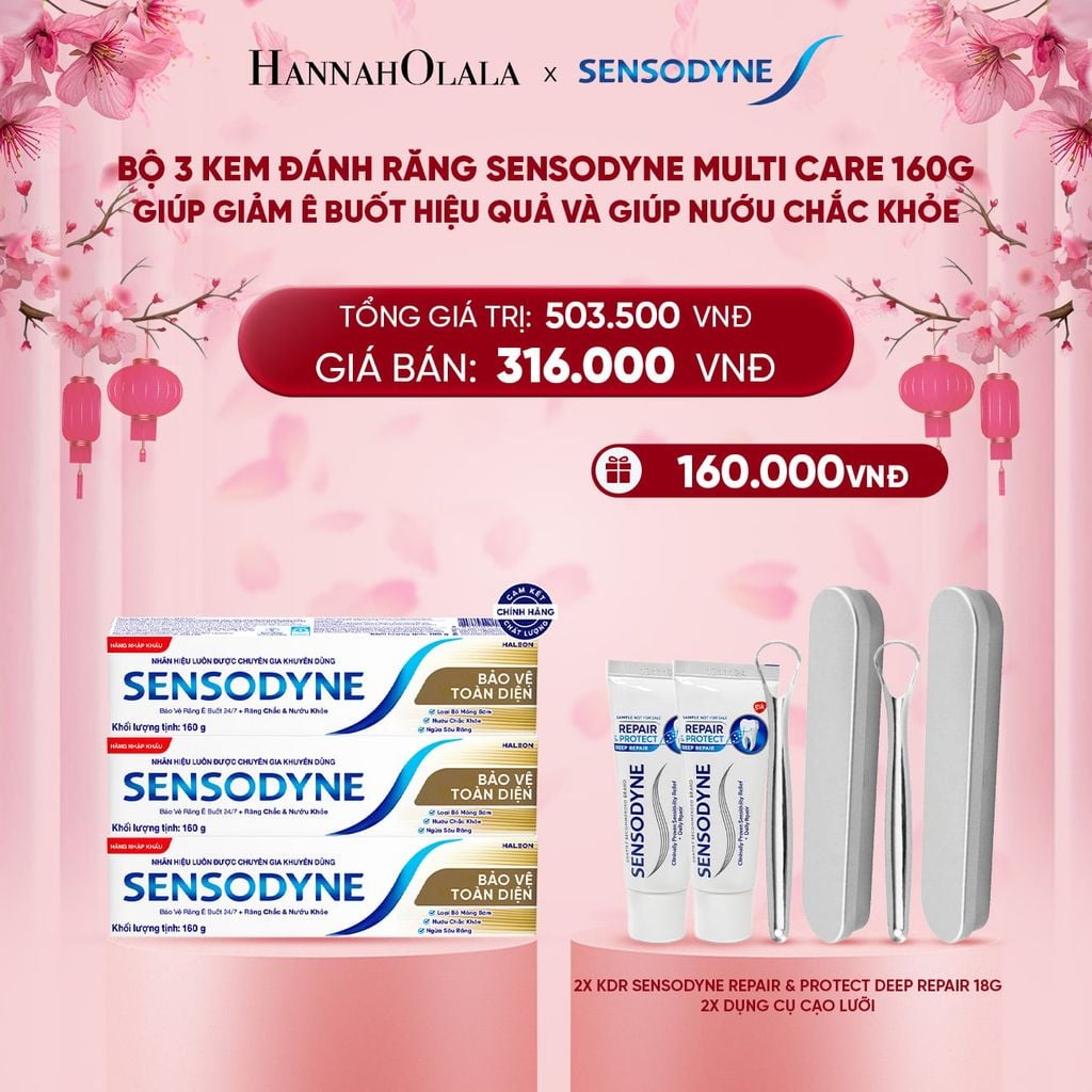  DEAL 14: BỘ 3 KEM ĐÁNH RĂNG SENSODYNE MULTI CARE 160G GIÚP GIẢM Ê BUỐT HIỆU QUẢ VÀ GIÚP NƯỚU CHẮC KHỎE 