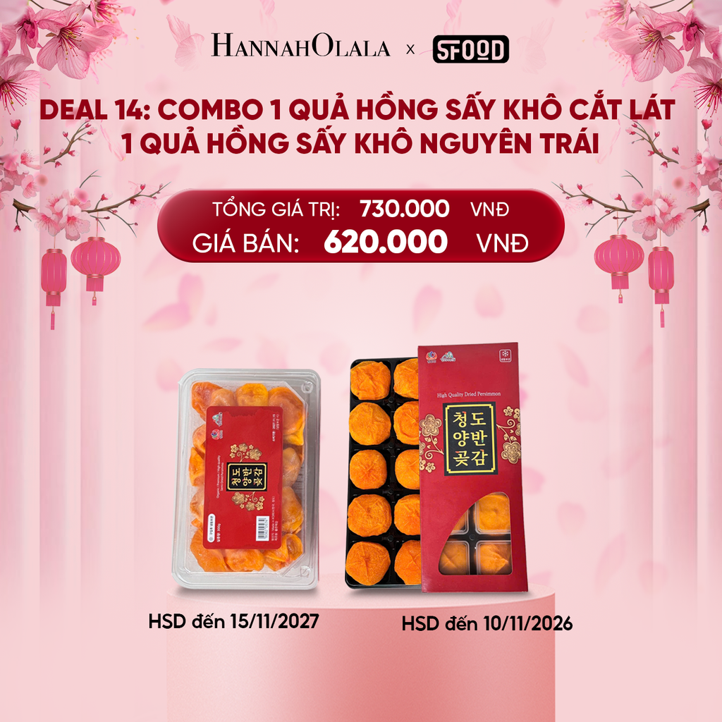  DEAL 14: COMBO 1 QUẢ HỒNG SẤY KHÔ CẮT LÁT - 1 QUẢ HỒNG SẤY KHÔ NGUYÊN TRÁI [CHỈ GIAO KHU VỰC TP.HCM] 