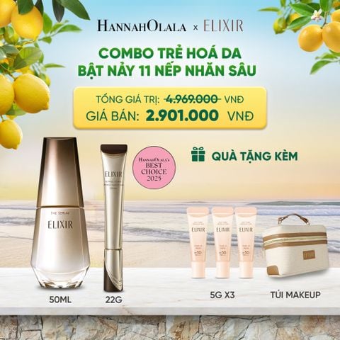  COMBO SERUM KÍCH HOẠT TRẺ HÓA LÀN DA EIS THE SERUM AA 50ML & KEM DƯỠNG DA CẢI THIỆN 11 LOẠI NẾP NHĂN SÂU ELIXIR RETINOL POWER WRINKLE SMOOTHING CREAM 22G ( PHIÊN BẢN CẢI TIẾN MỚI) - DEAL 14 