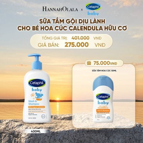  SỮA TẮM DƯỠNG ẨM DỊU LÀNH CHO BÉ VỚI CALENDULA HOA CÚC HỮU CƠ CETAPHIL BABY W&SHAMPOO CALENDULA 400ML DEAL 14: - B592 