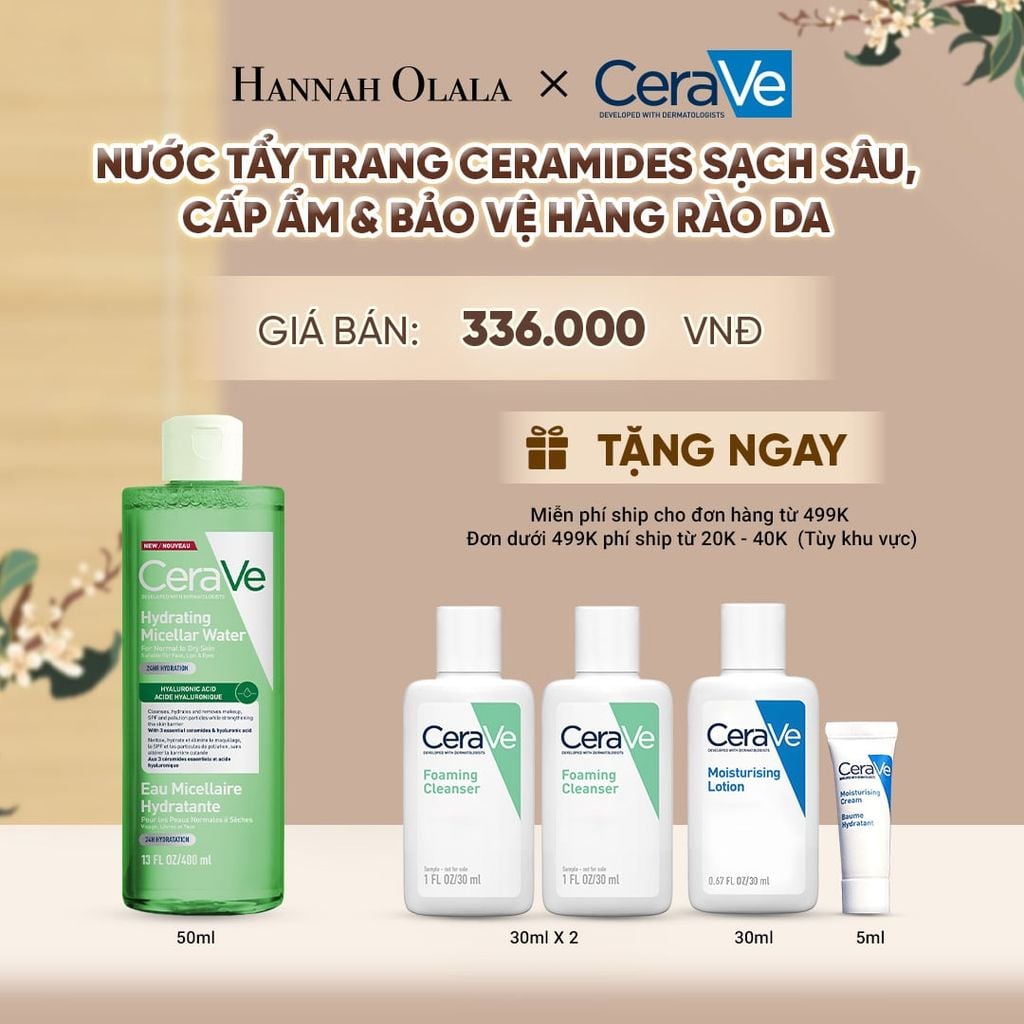  [MỚI] NƯỚC TẨY TRANG CERAMIDES SẠCH SÂU, CẤP ẨM & BẢO VỆ HÀNG RÀO DA 400ML CERAVE HYDRATING MICELLAR WATER - A924 