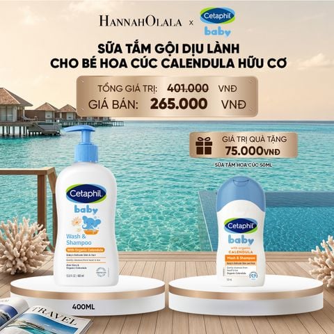  DEAL 14: SỮA TẮM DƯỠNG ẨM DỊU LÀNH CHO BÉ VỚI CALENDULA HOA CÚC HỮU CƠ CETAPHIL BABY W&SHAMPOO CALENDULA 400ML_ A1925_ D253 