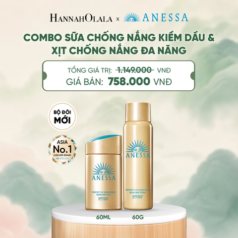  COMBO SỮA CHỐNG NẮNG KIỀM DẦU & XỊT CHỐNG NẮNG TOÀN THÂN ĐA NĂNG TIỆN DỤNG ANESSA GOLD MILK 60ML + GOLD SPRAY 60G - DEAL 14 - A1183 