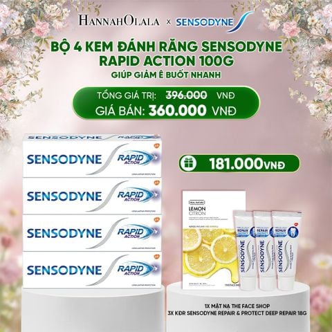  DEAL 14: BỘ 4 KEM ĐÁNH RĂNG SENSODYNE RAPID ACTION 100G GIÚP GIẢM Ê BUỐT NHANH 