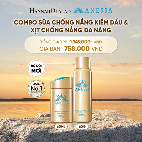  COMBO SỮA CHỐNG NẮNG KIỀM DẦU & XỊT CHỐNG NẮNG TOÀN THÂN ĐA NĂNG TIỆN DỤNG ANESSA GOLD MILK 60ML + GOLD SPRAY 60G - DEAL 14 - B516 