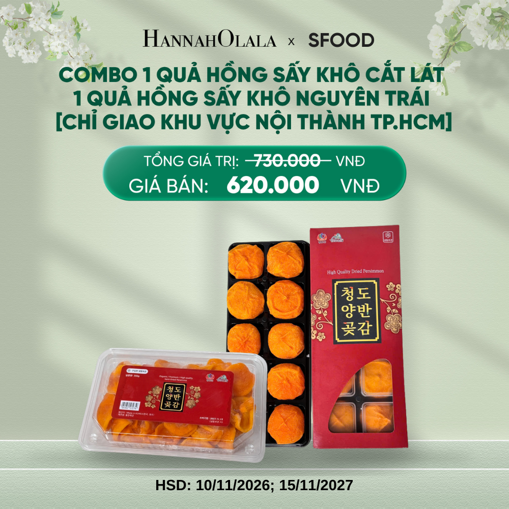  DEAL 14: COMBO 1 QUẢ HỒNG SẤY KHÔ CẮT LÁT - 1 QUẢ HỒNG SẤY KHÔ NGUYÊN TRÁI [CHỈ GIAO KHU VỰC TP.HCM] 