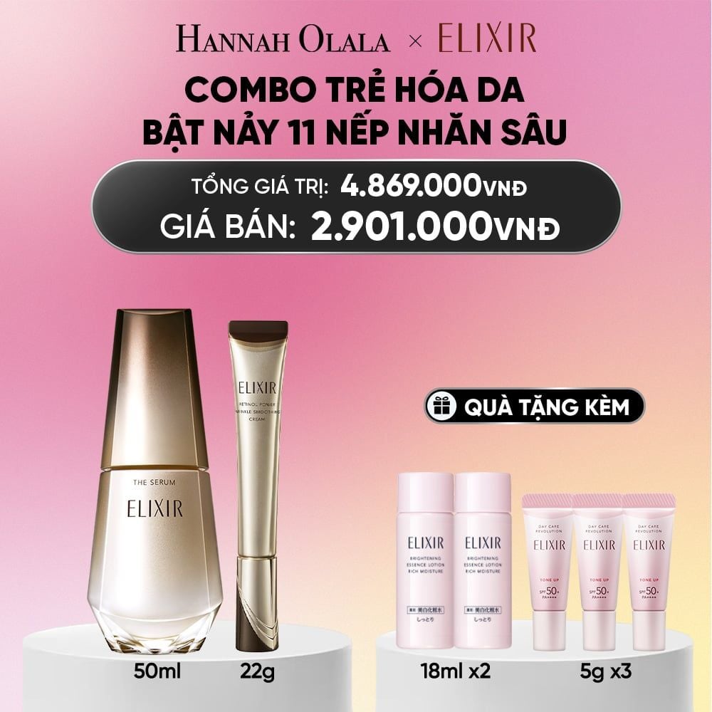  COMBO SERUM KÍCH HOẠT TRẺ HÓA LÀN DA EIS THE SERUM AA 50ML & KEM DƯỠNG DA CẢI THIỆN 11 LOẠI NẾP NHĂN SÂU ELIXIR RETINOL POWER WRINKLE SMOOTHING CREAM 22G ( PHIÊN BẢN CẢI TIẾN MỚI) - DEAL 14_A1646 