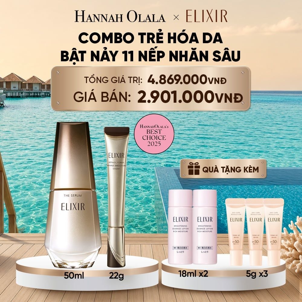  COMBO SERUM KÍCH HOẠT TRẺ HÓA LÀN DA EIS THE SERUM AA 50ML & KEM DƯỠNG DA CẢI THIỆN 11 LOẠI NẾP NHĂN SÂU ELIXIR RETINOL POWER WRINKLE SMOOTHING CREAM 22G ( PHIÊN BẢN CẢI TIẾN MỚI) - DEAL 14_ D1949 