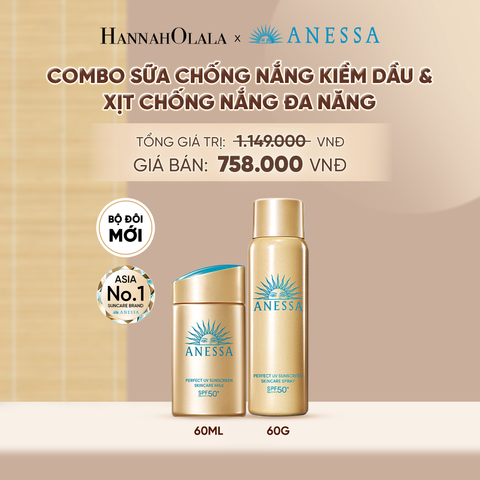  COMBO SỮA CHỐNG NẮNG KIỀM DẦU & XỊT CHỐNG NẮNG TOÀN THÂN ĐA NĂNG TIỆN DỤNG ANESSA GOLD MILK 60ML + GOLD SPRAY 60G - DEAL 14 - A1233 