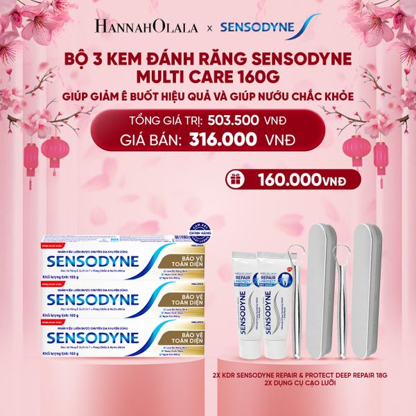  A231_DEAL 14: BỘ 3 KEM ĐÁNH RĂNG SENSODYNE MULTI CARE 160G GIÚP GIẢM Ê BUỐT HIỆU QUẢ VÀ GIÚP NƯỚU CHẮC KHỎE 
