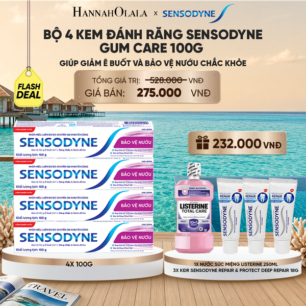  BỘ 4 KEM ĐÁNH RĂNG SENSODYNE GUM CARE 100G GIÚP GIẢM Ê BUỐT VÀ BẢO VỆ NƯỚU CHẮC KHỎE - FLASH DEAL_ D2220 