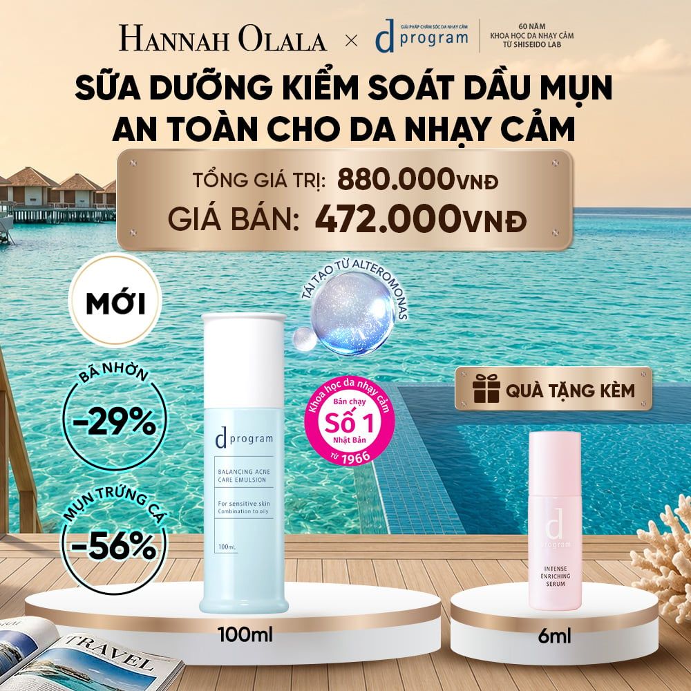  [MỚI] SỮA DƯỠNG ẨM KIỀM DẦU NGỪA MỤN CHO DA NHẠY CẢM DPROGRAM BALANCING ACNE CARE EMULSION 100ML - DEAL 14_ D2108 