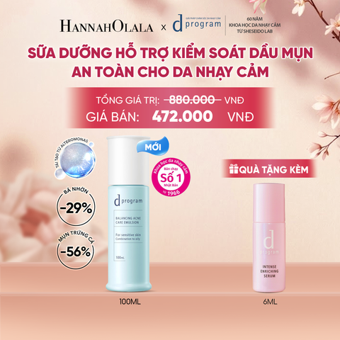  [MỚI] SỮA DƯỠNG ẨM KIỀM DẦU NGỪA MỤN CHO DA NHẠY CẢM DPROGRAM BALANCING ACNE CARE EMULSION 100ML - DEAL 14 - A2236 