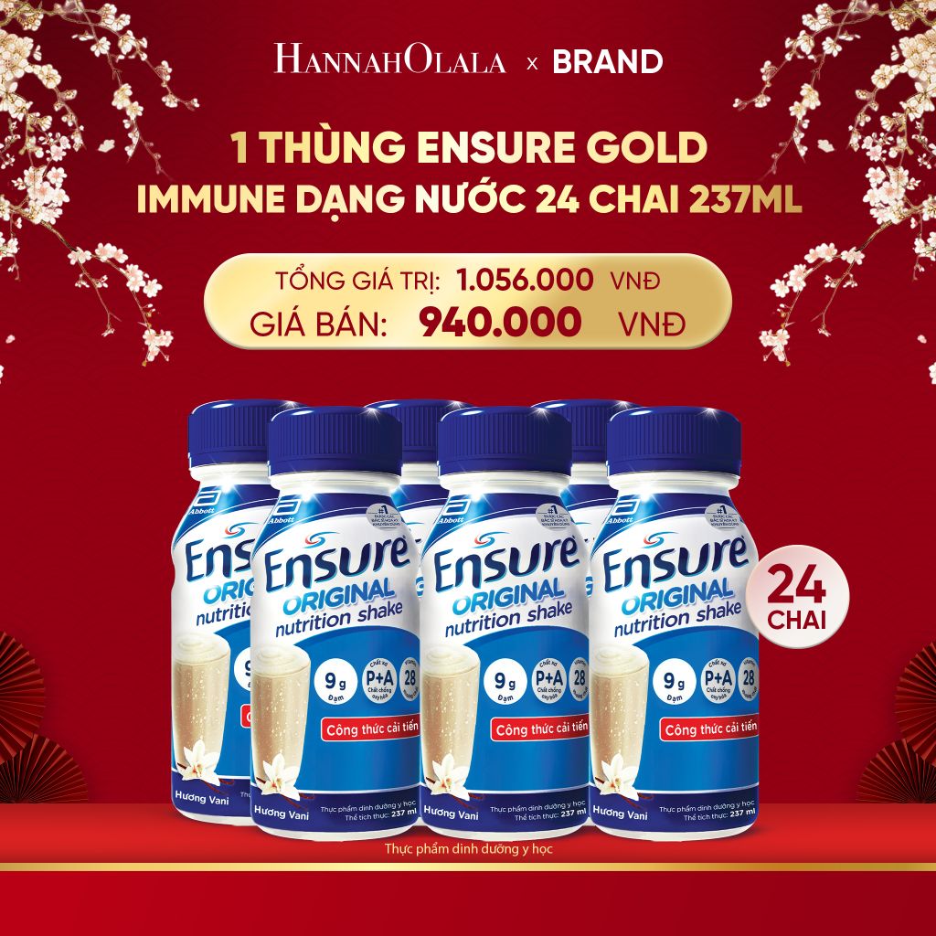  A33_DEAL 14: 1 THÙNG ENSURE GOLD IMMUNE DẠNG NƯỚC 24 CHAI 237ML 