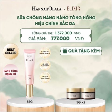 [SẮC HỒNG BABY] KEM CHỐNG NẮNG DẠNG SỮA NÂNG TÔNG CHO DA XỈN MÀU ELIXIR DAY CARE REVOLUTION TONE UP PINK+35G - DEAL 20 - A1230 