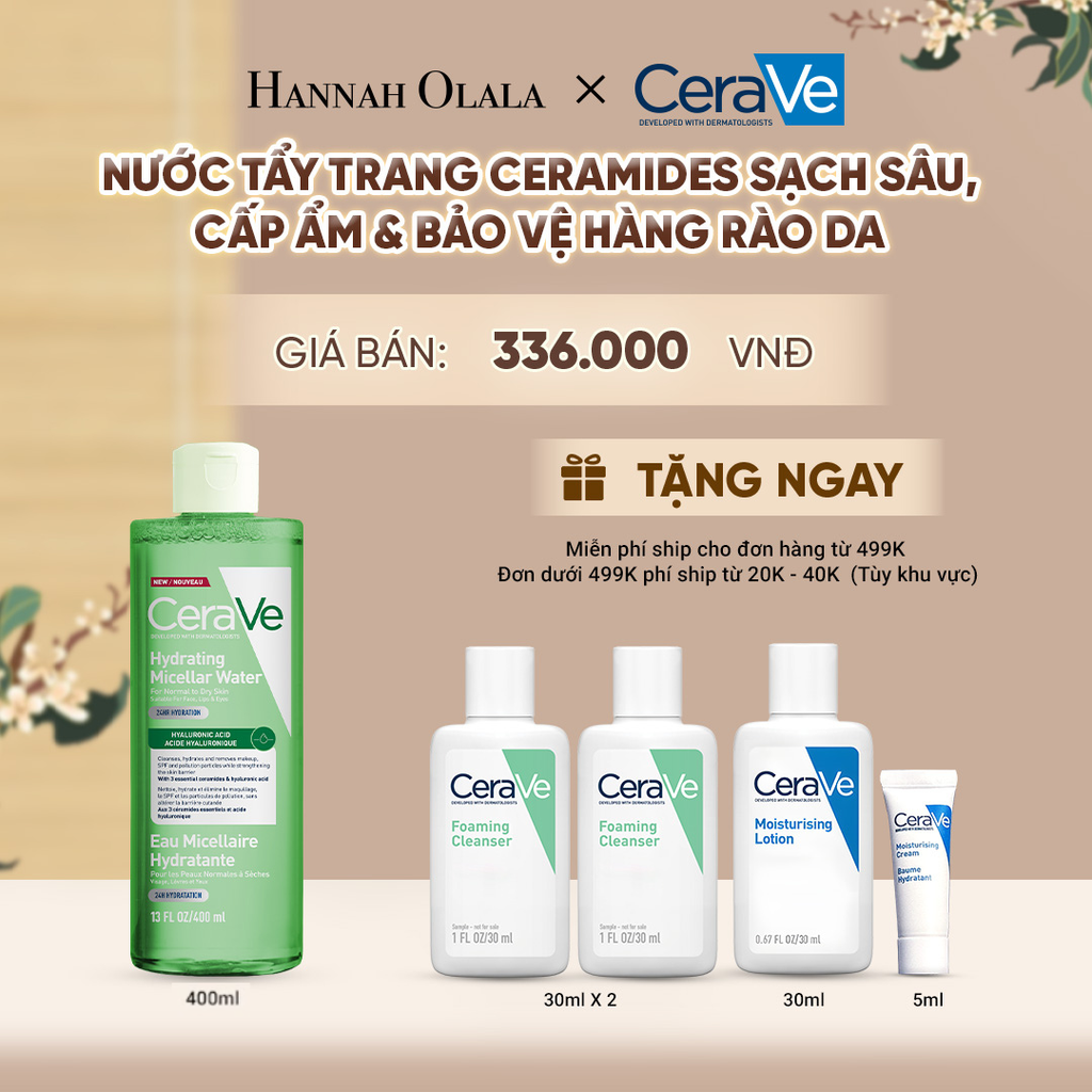  [MỚI] NƯỚC TẨY TRANG CERAMIDES SẠCH SÂU, CẤP ẨM & BẢO VỆ HÀNG RÀO DA 400ML CERAVE HYDRATING MICELLAR WATER - A924 