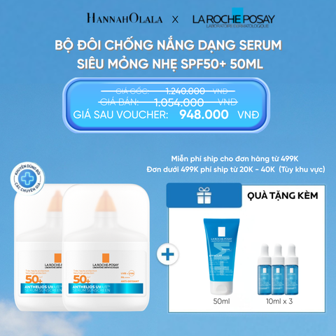  D21: FD DEAL 14: [MỚI] BỘ ĐÔI CHỐNG NẮNG DẠNG SERUM SIÊU MỎNG NHẸ KIỀM DẦU 16H CẤP ẨM 24H CHỐNG BỤI MỊN ANTHELIOS UVAIR SPF50+ 50ml 