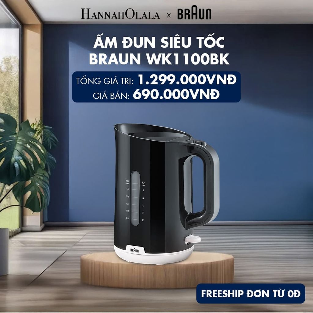  ẤM ĐUN SIÊU TỐC BRAUN WK1100BK 
