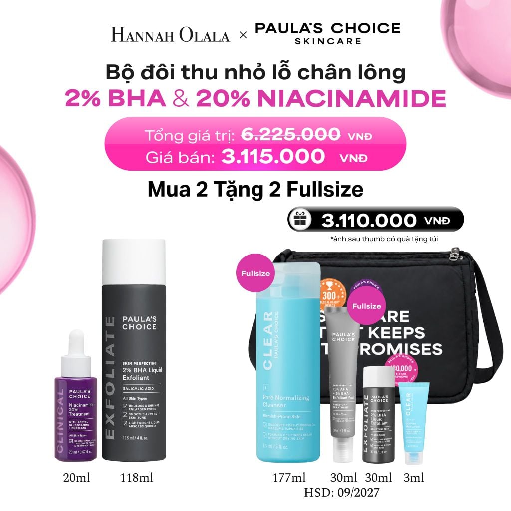  [COMBO] BỘ ĐÔI THU NHỎ LỖ CHÂN LÔNG PAULA'S CHOICE CLINICAL NIACINAMIDE 20% , SKIN PERFECTING 2% BHA LIQUID - DEAL 14 - B6 