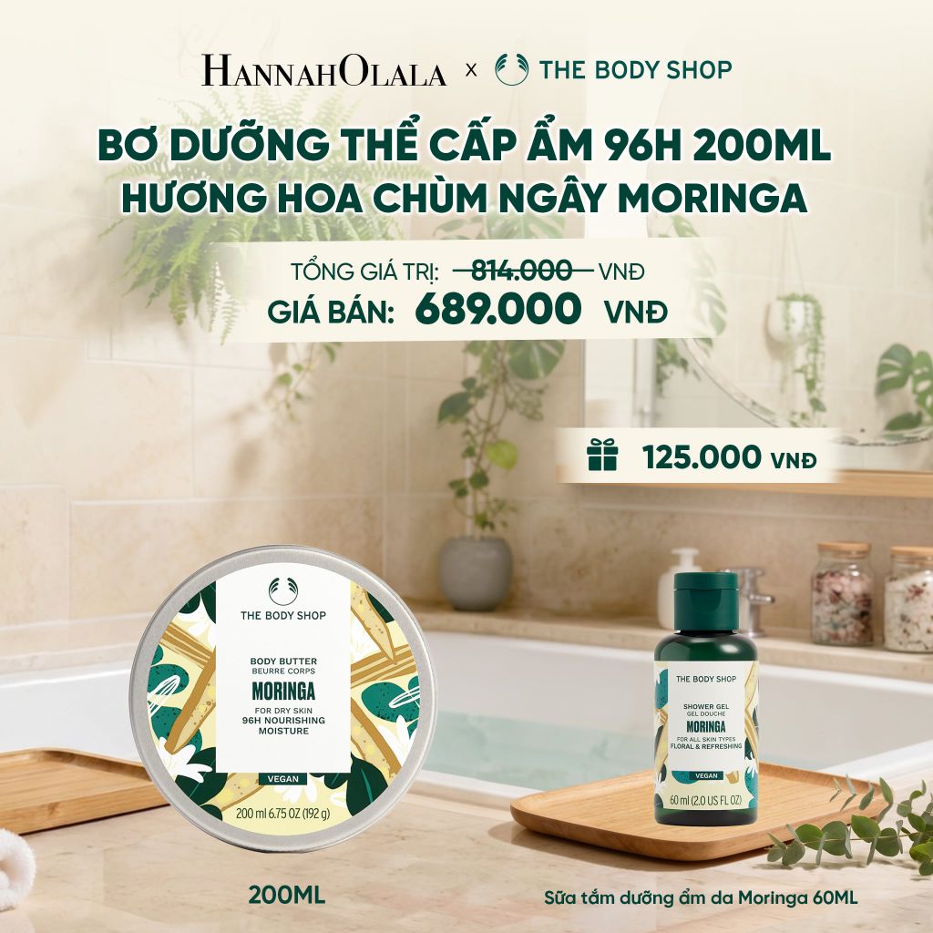  BƠ DƯỠNG THỂ CẤP ẨM 96H HƯƠNG HOA CHÙM NGÂY MORINGA 200ML - M14 