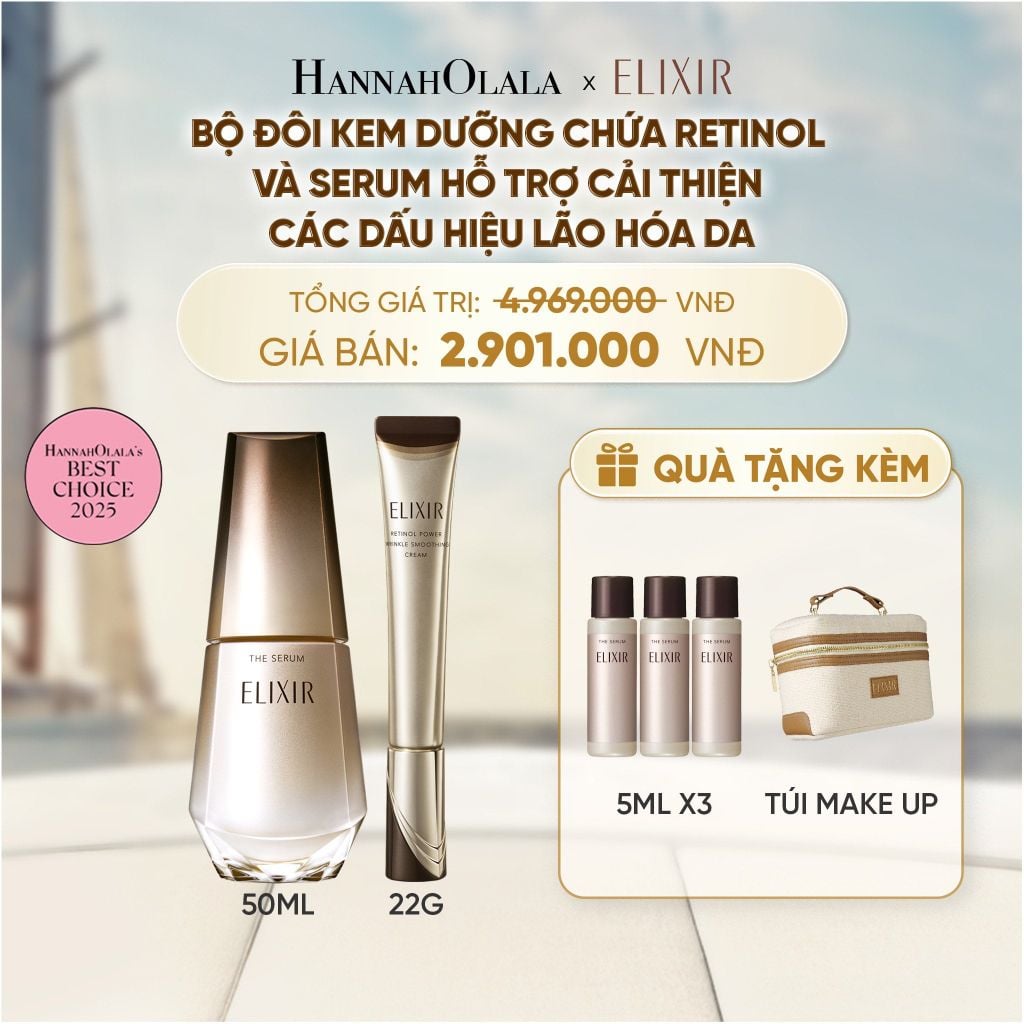  COMBO SERUM KÍCH HOẠT TRẺ HÓA LÀN DA EIS THE SERUM AA 50ML & KEM DƯỠNG DA CẢI THIỆN 11 LOẠI NẾP NHĂN SÂU ELIXIR RETINOL POWER WRINKLE SMOOTHING CREAM 22G ( PHIÊN BẢN CẢI TIẾN MỚI) - DEAL 14 