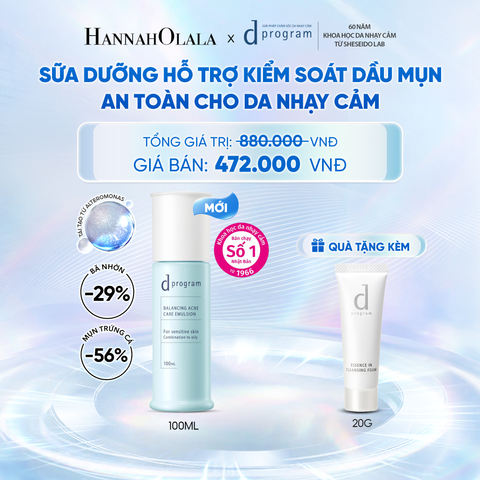  [MỚI] SỮA DƯỠNG ẨM KIỀM DẦU NGỪA MỤN CHO DA NHẠY CẢM DPROGRAM BALANCING ACNE CARE EMULSION 100ML - DEAL 14 - C42 
