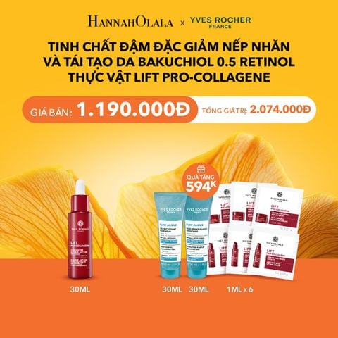  TINH CHẤT ĐẬM ĐẶC GIẢM NẾP NHĂN VÀ TÁI TẠO DA BAKUCHIOL 0.5 RETINOL THỰC VẬT LIFT PRO-COLLAGENE TẶNG MINI SỮA RỬA MẶT + GEL TẨY TRANG + 6 SIMPLEX SERUM-KEM DƯỠNG GIẢM NẾP NHĂN LIFT PRO-COLLAGENE 