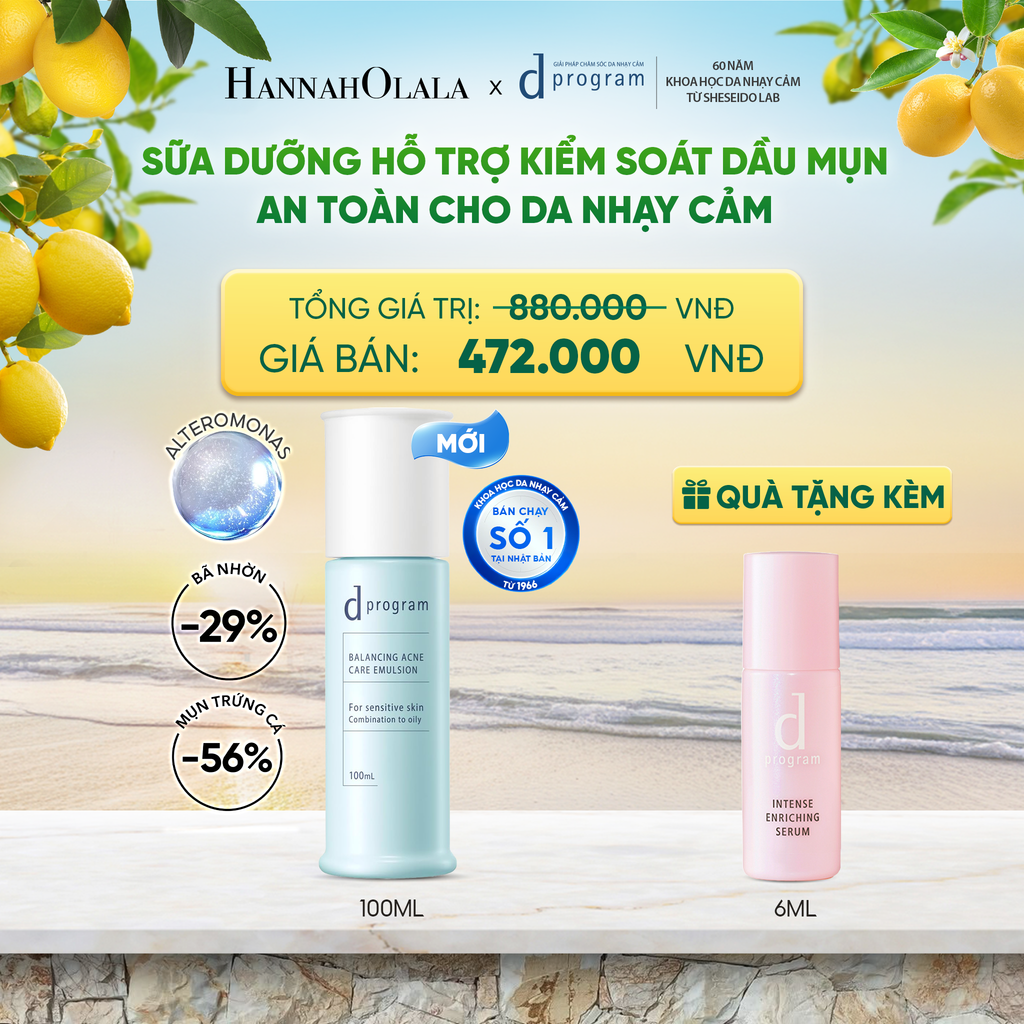 [MỚI] SỮA DƯỠNG ẨM KIỀM DẦU NGỪA MỤN CHO DA NHẠY CẢM DPROGRAM BALANCING ACNE CARE EMULSION 100ML - DEAL 14 