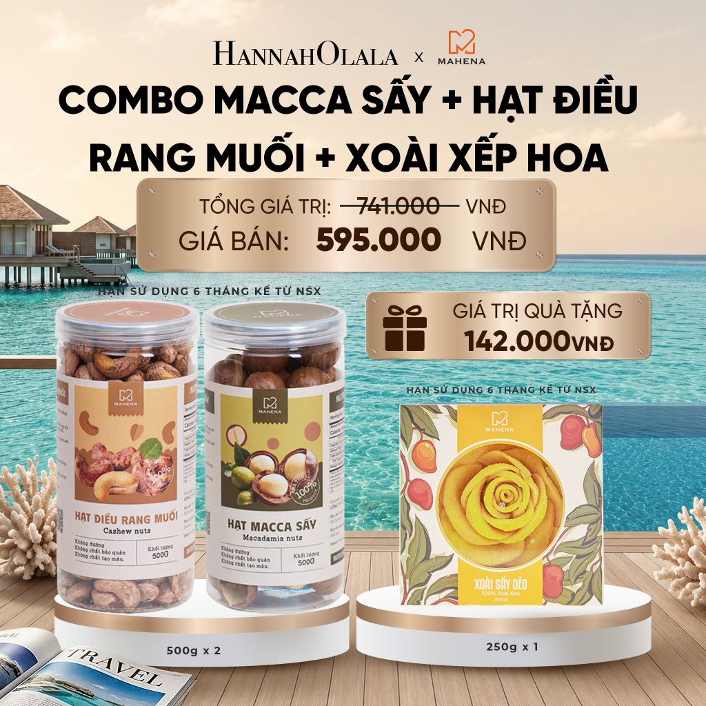  DEAL 14: COMBO MACCA SẤY 500G + HẠT ĐIỀU RANG MUỐI 500G + XOÀI XẾP HOA 500G_ D371 