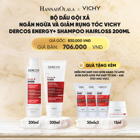  DEAL 14 BỘ DẦU GỘI XẢ NGĂN NGỪA VÀ GIẢM RỤNG TÓC VICHY DERCOS ENERGY+ SHAMPOO HAIRLOSS 200ML GIÚP TÓC CHẮC KHỎE VÀ DÀY DẶN 