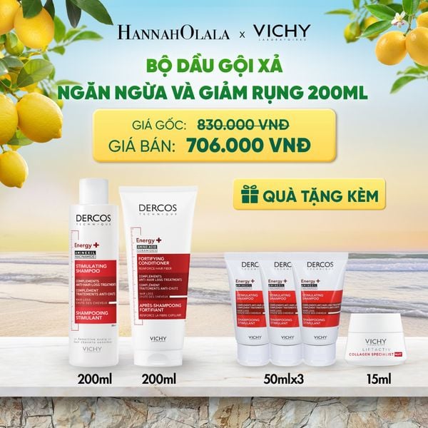  BỘ DẦU GỘI XẢ NGĂN NGỪA VÀ GIẢM RỤNG TÓC VICHY DERCOS ENERGY+ SHAMPOO HAIRLOSS 200ML GIÚP TÓC CHẮC KHỎE VÀ DÀY DẶN DEAL 14 