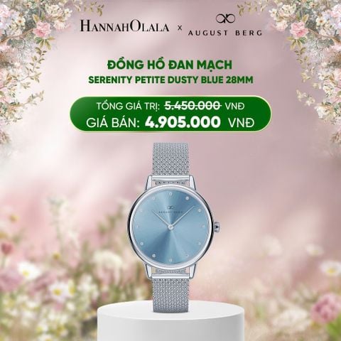  DEAL 14: ĐỒNG HỒ ĐAN MẠCH AUGUST BERG - SERENITY PETITE DUSTY BLUE 28MM - DÂY KIM LOẠI MESH - MÀU BẠC 
