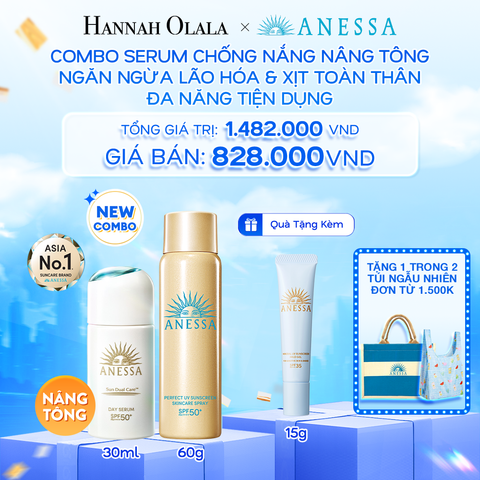  A5: DEAL 13: COMBO SERUM CHỐNG NẮNG & XỊT CHỐNG NẮNG BẢO VỆ VÀ DƯỠNG DA CHO MẶT - TOÀN THÂN ANESSA DAY SERUM 30ML + GOLD SPRAY 60G 