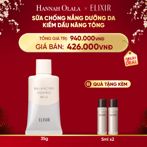  A255_DEAL 14: SỮA CHỐNG NẮNG DƯỠNG DA NÂNG TÔNG KIỀM DẦU ELIXIR REFLET BALANCING OSHIROI MILK C 35G 