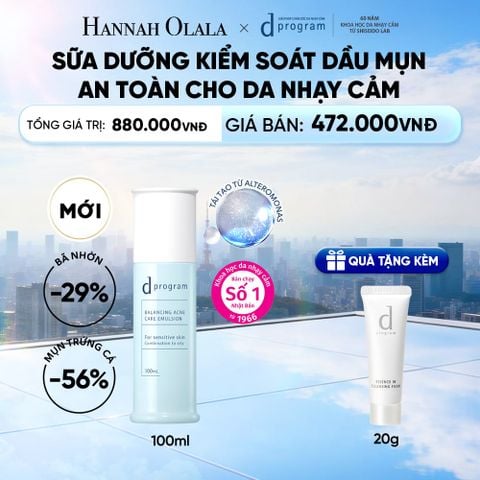  [MỚI] SỮA DƯỠNG ẨM KIỀM DẦU NGỪA MỤN CHO DA NHẠY CẢM DPROGRAM BALANCING ACNE CARE EMULSION 100ML - DEAL 14 