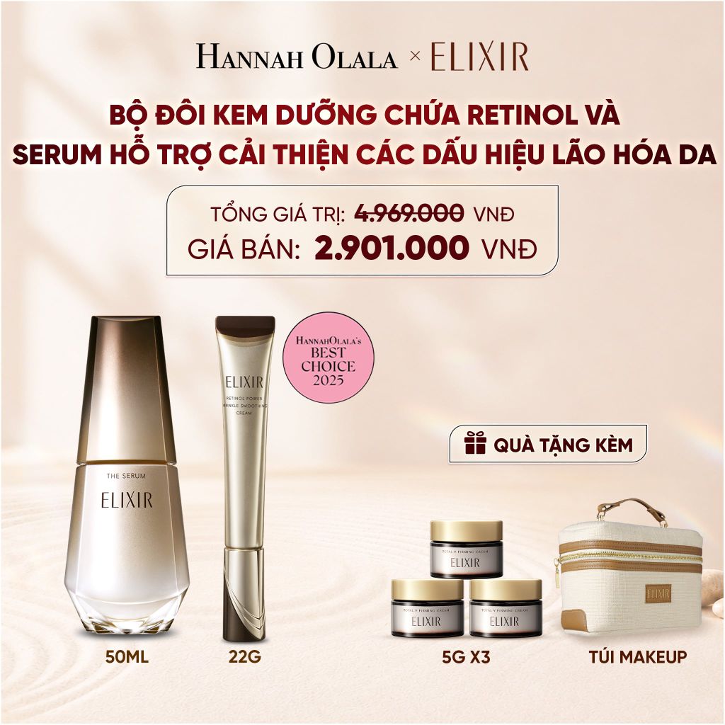  COMBO SERUM KÍCH HOẠT TRẺ HÓA LÀN DA EIS THE SERUM AA 50ML & KEM DƯỠNG DA CẢI THIỆN 11 LOẠI NẾP NHĂN SÂU ELIXIR RETINOL POWER WRINKLE SMOOTHING CREAM 22G ( PHIÊN BẢN CẢI TIẾN MỚI) - DEAL 14 