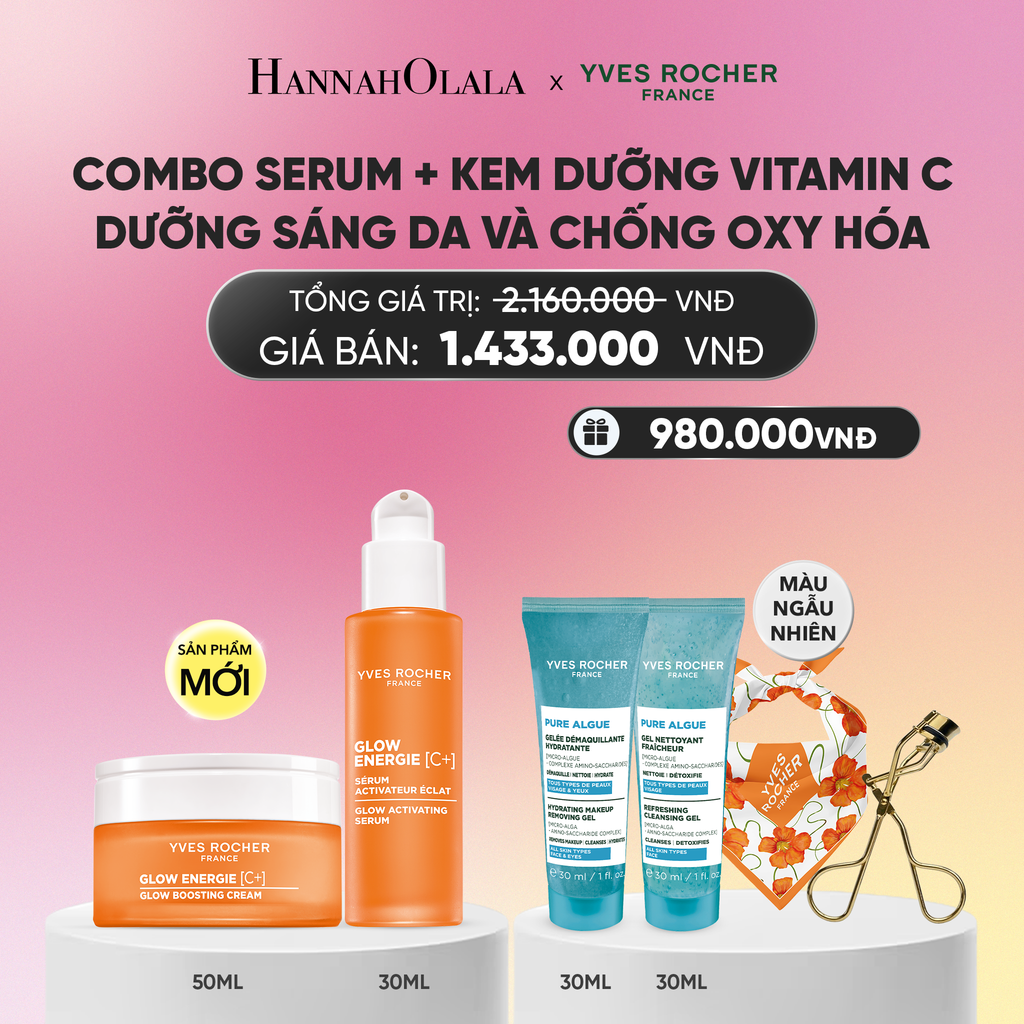  MỚI - COMBO SERUM + KEM DƯỠNG VITAMIN C DƯỠNG SÁNG DA VÀ CHỐNG OXY HÓA TẶNG MINI SỮA RỬA MẶT + GEL TẨY TRANG + KHĂN BANDANA_A60 