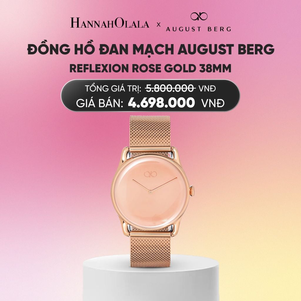  ĐỒNG HỒ ĐAN MẠCH AUGUST BERG - REFLEXION ROSE GOLD 38MM - DÂY KIM LOẠI MESH - VÀNG HỒNG_A2287 