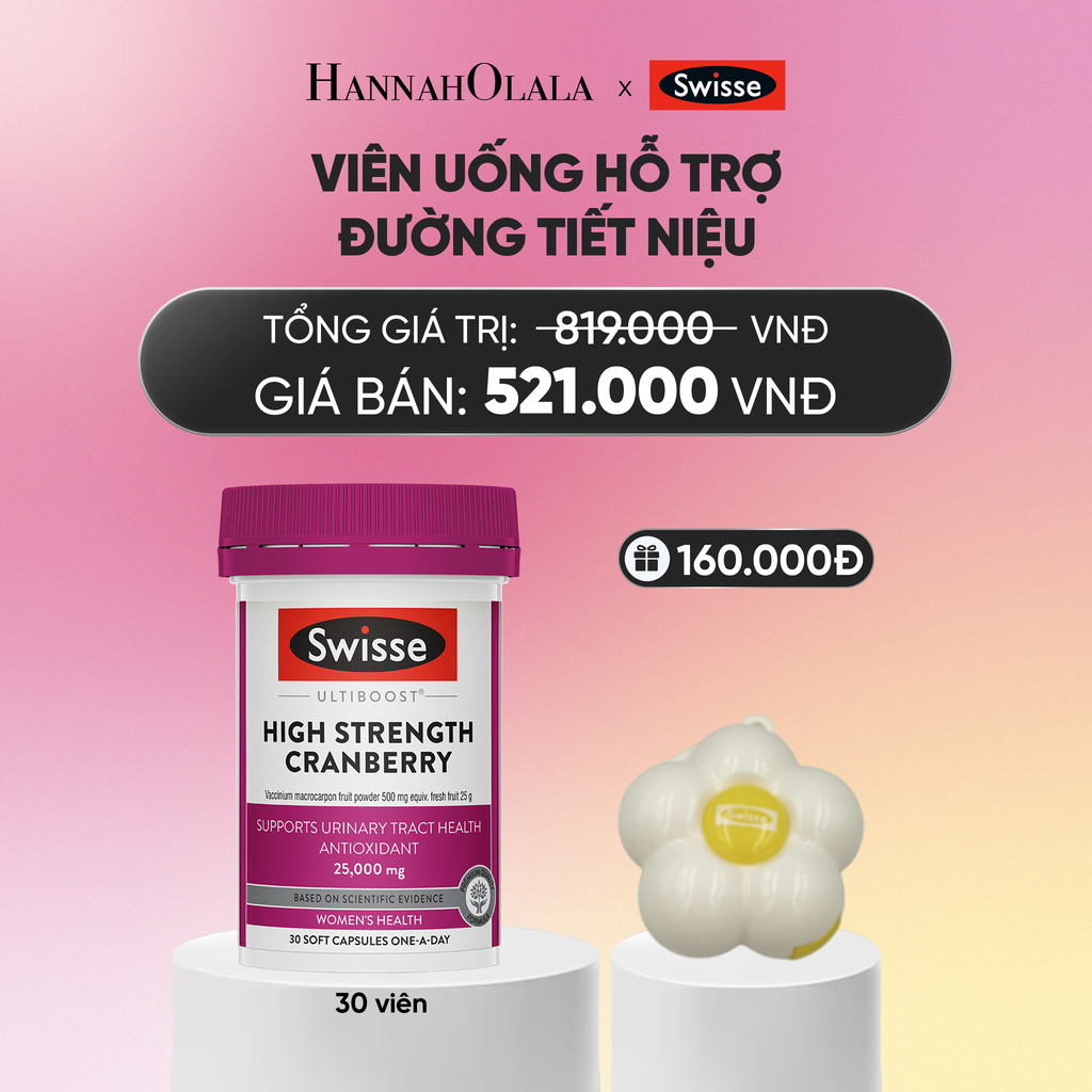  VIÊN UỐNG HỖ TRỢ ĐƯỜNG TIẾT NIỆU SWISSE ULTIBOOST HIGH STRENGTH CRANBERRY (30 VIÊN NANG)_A413 
