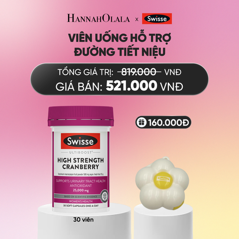  VIÊN UỐNG HỖ TRỢ ĐƯỜNG TIẾT NIỆU SWISSE ULTIBOOST HIGH STRENGTH CRANBERRY (30 VIÊN NANG)_A413 