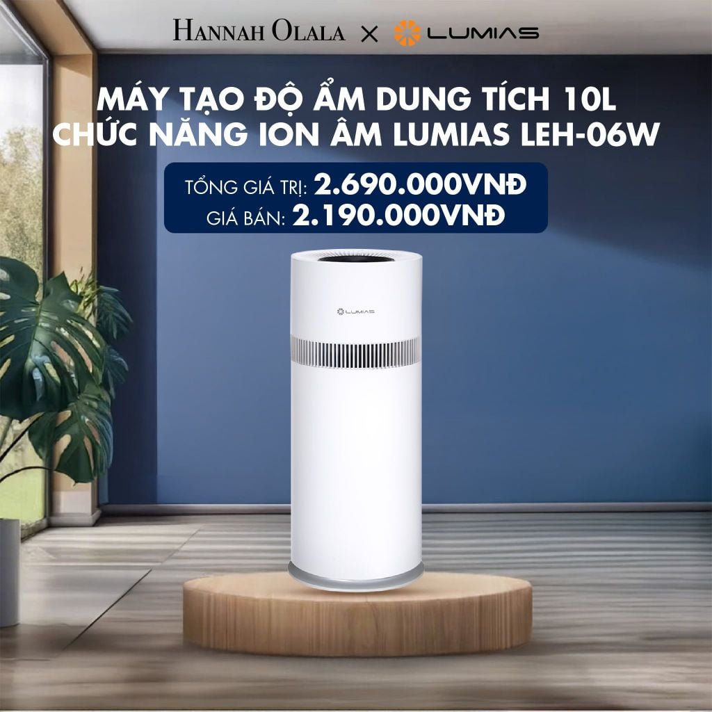  MÁY TẠO ĐỘ ẨM DUNG TÍCH 10L CHỨC NĂNG ION ÂM LUMIAS LEH-06W - DEAL 15 