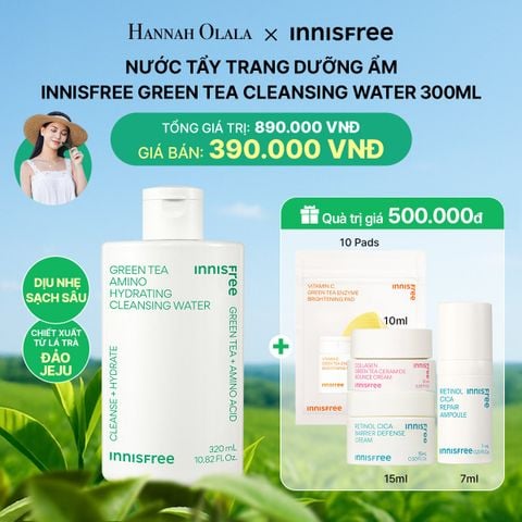  DEAL 15: NƯỚC TẨY TRANG DƯỠNG ẨM INNISFREE GREEN TEA CLEANSING WATER 320ML 