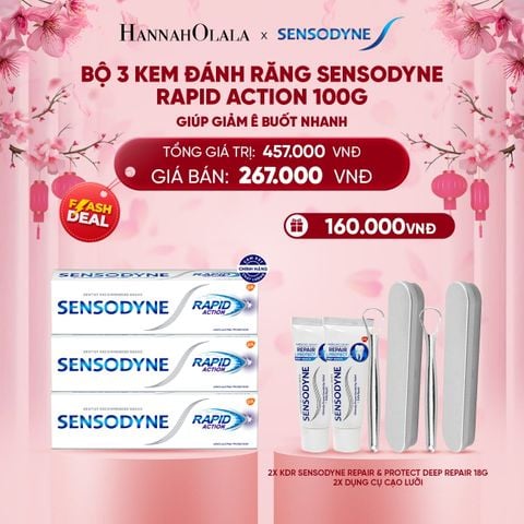  A232_DEAL 15: [FLASH DEAL] BỘ 3 KEM ĐÁNH RĂNG SENSODYNE RAPID ACTION 100G GIÚP GIẢM Ê BUỐT NHANH 