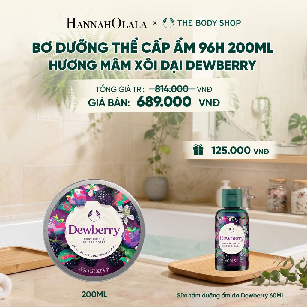  BƠ DƯỠNG THỂ CẤP ẨM 96H HƯƠNG MÂM XÔI DẠI DEWBERRY 200ML - M15 